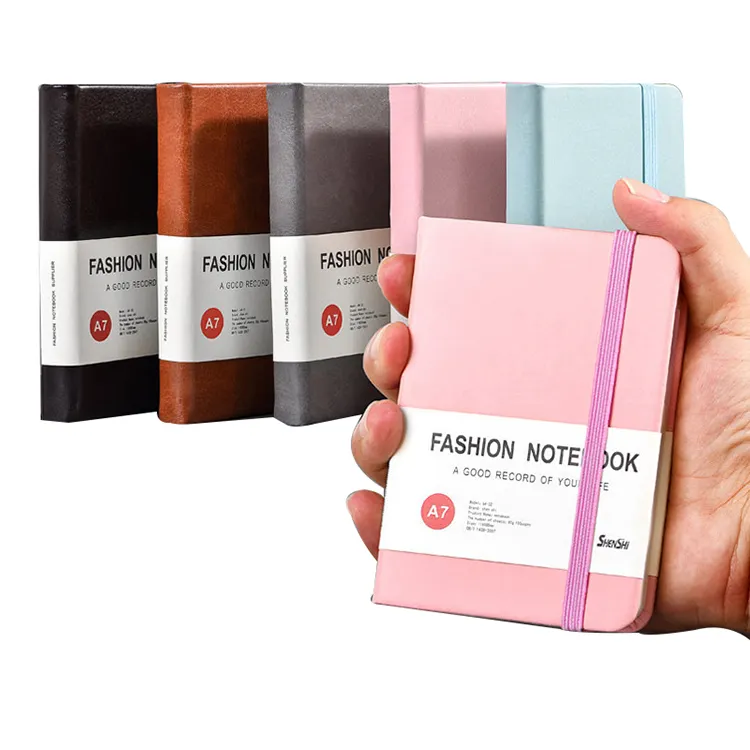 Americano promo-Mini cuaderno de bolsillo de 4x3 pulgadas, Mini cuaderno de bolsillo con cara sonriente, con Funda de cuero PU de Color aleatorio