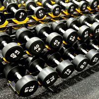 Haltères commerciaux en caoutchouc pour musculation, poids libres pour salle de sport à domicile, de 5 à 100 lb, haltères ronds