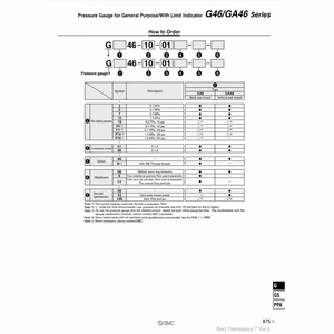 มาตรวัดความดัน G46-10-01-C2แบบแมนนวลบริการเติมเต็มตัวแปร SMC - Product Image 1