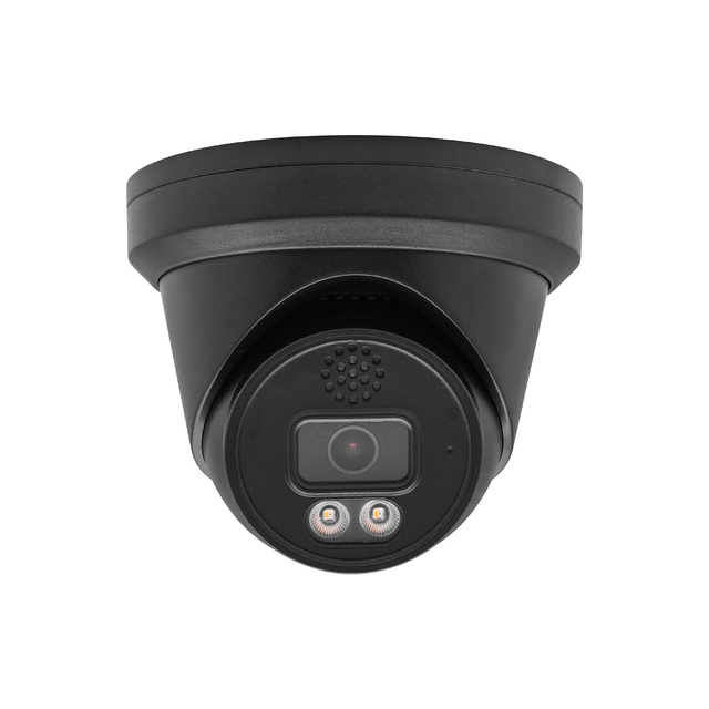 Black Color OEM HIK Compatible Smart Hybrid IR White Dual Light 6MP Full Color Fixed Turret AI PoE IP Camera Two-way Talk&Siren