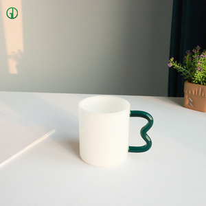 Drinking Glass Cups Mugs <strong>Custom</strong> Colored Clear Borosilicate Glass Cup Set Transparent Color Block Glass Cup With Handle - Product Image 3