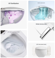 Toilette intelligente moderne murale avec chasse d'eau automatique, bidet électronique, siège chauffant inclus, céramique, double chasse, télécommande