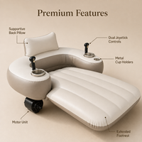 Fauteuil flottant motorisé pour adultes, chaise longue gonflable électrique à double hélice avec joystick et porte-gobelet, personnalisable OEM