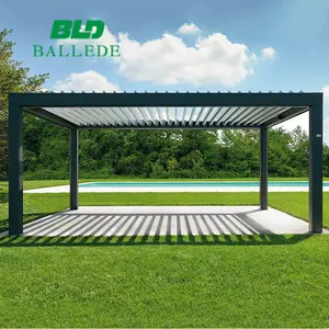 Buitenopening Zonnescherm Waterdicht Tuinhuisje Aluminium Patio Dakbedekking Met Lamellen 4M Bij 5 M Terras Buiten Pergola