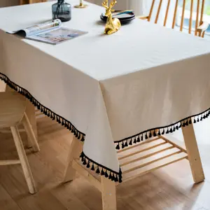 black tassel round square rectangular table linen table cloth