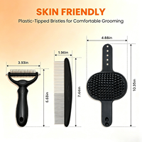 Kit de toilettage professionnel 4-en-1 Elecpet : Brosse démêlante large et peigne à picots pour chiens et chats (pour la perte de poils)