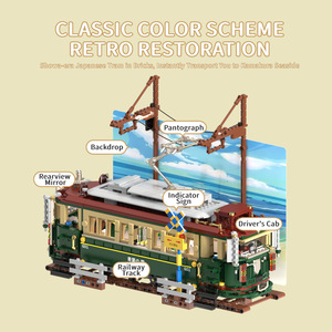 HUIYOYOYI H1018 1953 Pezzi Set di Costruzioni <span class=keywords><strong>Tram</strong></span> Giapponese Nostalgico Luminoso, Modellino Tecnico in Plastica, Regalo Moderno per le Feste - Product Image 3