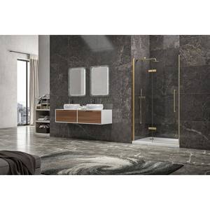 Kamalu KT4000G Moderna Porta Doccia Scorrevole Fissa con Cerniere 140cm, Telaio in Acciaio Inox Oro Spazzolato, Vetro in Ottone 6mm per Bagno e Hotel - Product Image 4