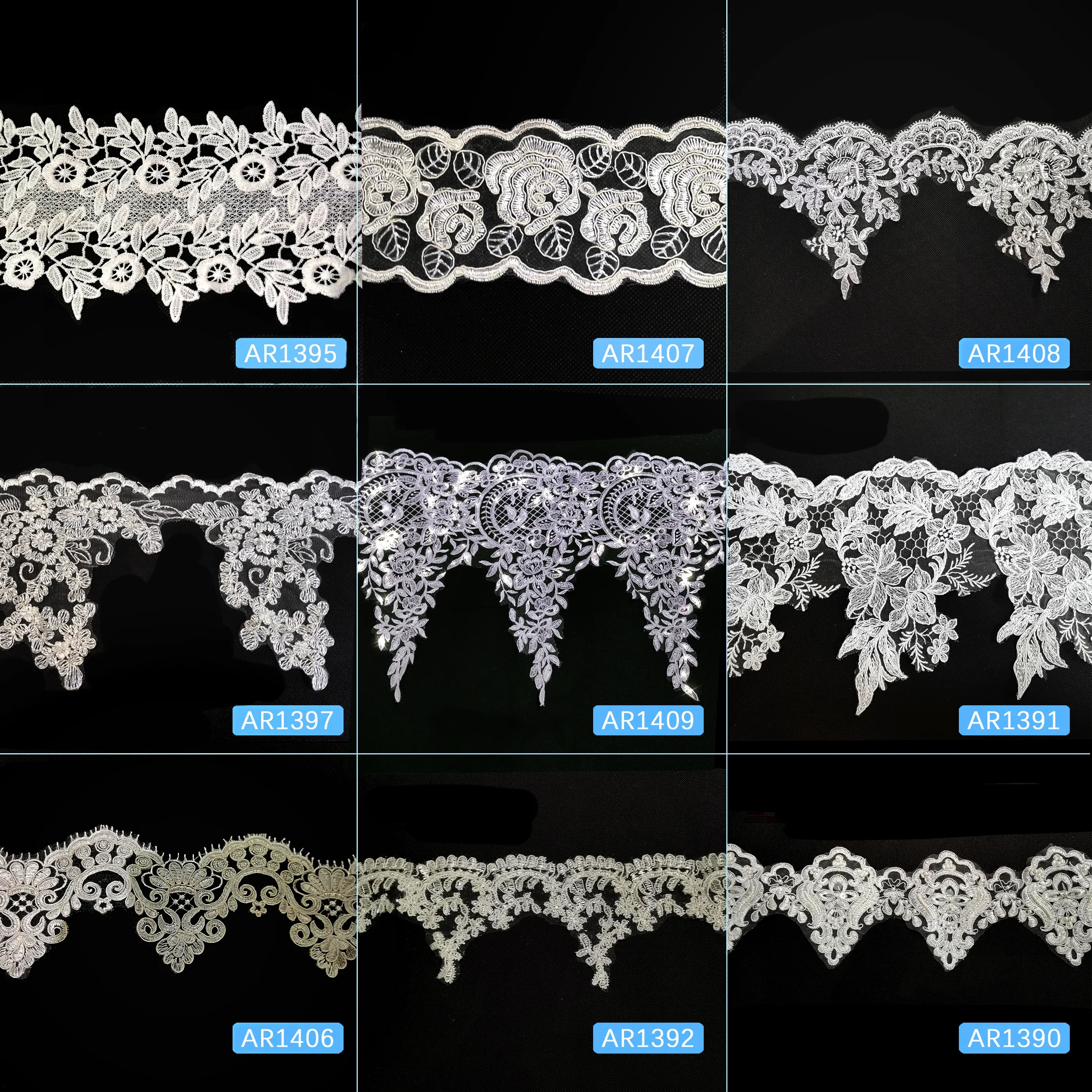 Shantou Lace Manufacturer chemical cording trim Embroidered lace fabric with sequins