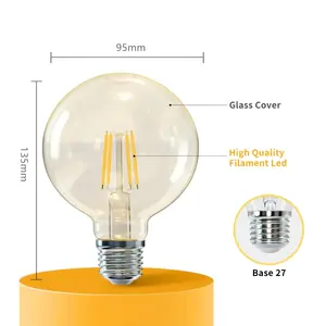 Ampoule LED à filament G95 E27 6W Mbar - Économie d'énergie, lumière chaude, idéale pour la décoration et les ambiances chaleureuses. - Product Image 2