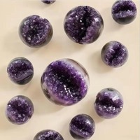 Ornamen Geode Amethyst Alami Berbentuk Cornucopia untuk Dekorasi Rumah dan Kantor, Kerajinan Kristal Lainnya
