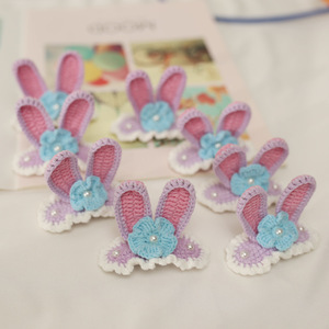 Épingles à cheveux de <span class=keywords><strong>dessin</strong></span> animé exquises faites à la main, créations au crochet par des mamans, adorables petites filles lapines, et coiffes en laine finies. - Product Image 3