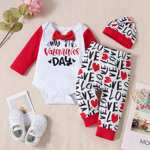 Vêtements pour bébés garçons et filles, tenues de saint-valentin, idées de cadeaux 2022, ensemble de vêtements pour nouveau-né avec ma première lettre de saint-valentin - Product Image 2