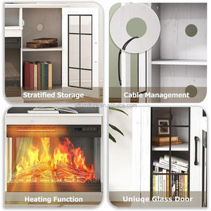 Soporte de TV con <span class=keywords><strong>Chimenea</strong></span> de Vidrio de 3 Lados de 59 Pulgadas para Televisores de hasta 65 Pulgadas, Centro de Entretenimiento con <span class=keywords><strong>Chimenea</strong></span> y Almacenamiento con Puertas Cerradas - Product Image 4