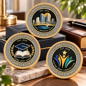 Monedas Conmemorativas Personalizadas en Tono Dorado, Regalos Conmemorativos para Aniversarios Corporativos, Universitarios, Equipos y Reconocimiento a Antiguos Alumnos - Product Image 3