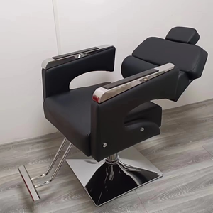 Sillón de Barbería de Alta Gama para Hombre, en Cuero Sintético, con Base Giratoria y Elevadora de Acero Inoxidable Negro, para Salón de Belleza - Product Image 6