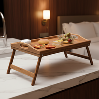 Plateau de petit-déjeuner pliable en bambou robuste à un seul niveau, personnalisable en usine, écologique, pour utilisation dans le salon