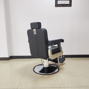 Sillón de Barbería de Cuero Sintético con Base Hidráulica Ajustable en Altura, Mueble de Salón de Diseño Industrial, Giratorio 360 Grados - Product Image 4
