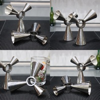 Ventes directes du fabricant Tasse à mesurer classique en acier inoxydable 304 25/50/90ml entièrement en métal à trois têtes Cocktail Verre à vin Parties