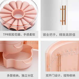 HeDou Five Layer Cosmetic Storage Box White Pink Transparent Jewelry Organizer Desktop High Capacity Double Opening - Product Image 3