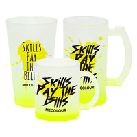Mug en verre givré moderne avec logo personnalisé, 11 oz/16 oz, mug à bière écologique avec poignée pour bars et restaurants