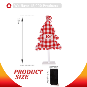 Dekorasi pohon Natal desain kain merah dan putih perlengkapan kerajinan ornamen Natal dekorasi perapian meja pohon sukacita - Product Image 4