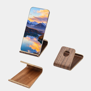 Support de téléphone et tablette en bois de noyer One Wood One Craftsman, support de lecture simple et portable, logo personnalisable - Product Image 1