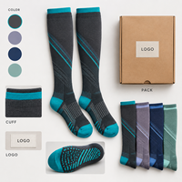 Chaussettes de compression de maternité confortables, couleur anthracite turquoise, compression graduée pour mollets, étiquette privée, commande personnalisée, approbation de la coupe