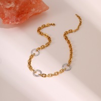 Collier ras de cou et bracelet pour femme, style minimaliste moderne, plaqué or 18 carats, acier inoxydable, style géométrique tendance pour les fêtes