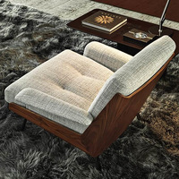 Fauteuil ergonomique moderne italien en bois massif avec revêtement en coton et housse amovible pour salon, bureau à domicile et loisirs