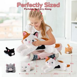 Peluche Personalizzabile Super Morbido Mamma Gatto con 4 Gattini, Giocattolo Madre-Figlio Imbottito in Cotone PP - Product Image 3