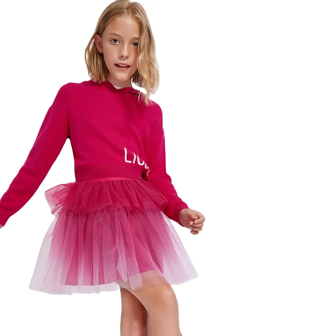 Индивидуальные элегантные стильные платья для девочек, осенние детские юбки-пачки с однотонным узором, поставки на весну