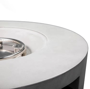 Dark Grey Concrete Natural Gas <b>Round</b> Fire Pit 30 Inches Outdoor Fire <b>Table</b> with Eco-Friendly Design for Camping Outdoor Heating - Product Image 2