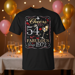 Camiseta para mujer con estampado de "Cheers To 54 Fabulous Since 1972 54th Birthday" - Product Image 3