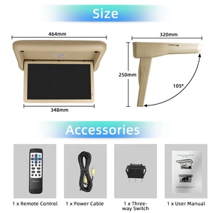 Bán buôn 15.6inch đầy đủ cơ giới lật xuống DC12-24V mái màn hình có thể gập lại thông minh Màn hình xe Trần màn hình <span class=keywords><strong>TV</strong></span> cho xe buýt HLV MVP - Product Image 5