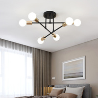 Plafonnier moderne composé de plusieurs tiges rondes en fer, luminaire décoratif d'intérieur, idéal pour une salle à manger ou une salle à manger