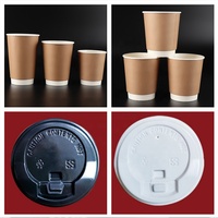 Gobelets à café en papier kraft biodégradable à double paroi, imprimés sur mesure, 8 oz/12 oz/16 oz, pour boissons chaudes, certifiés QS/ISO9001, avec couvercle