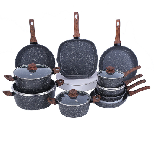 Набор кухонных кастрюль и сковородок с антипригарным покрытием, 15 шт.