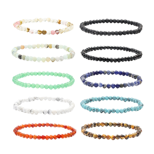 Classic 4mm Gemstone <b>Bracelet</b> with <b>Amethyst</b> and Tiger Eye Crystal Beads Unisex - Product Image 2