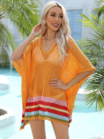 2022 maille femmes à la main au crochet maillot de bain costume Smock deux pièces Floral main pull plage Crochet maille tricot Bikini couvrir