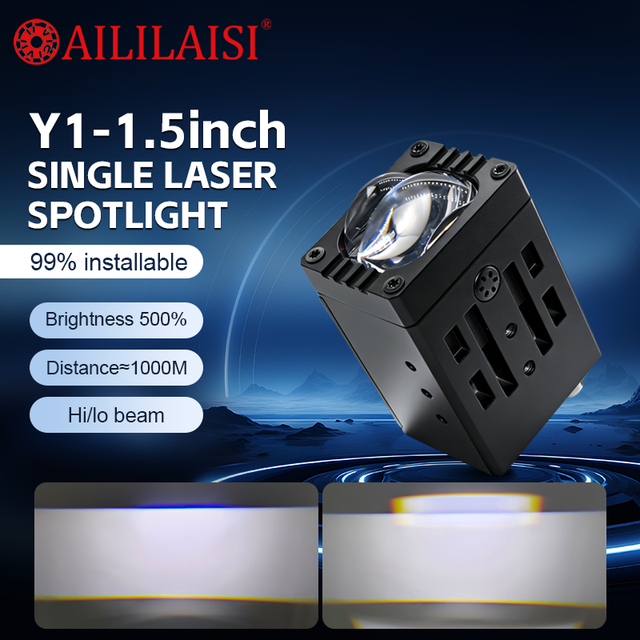 Y1 1.5Inch Single Laser Projector LED Spotlight Hi-Lo Beam IP67 Waterproof Motorcycle Headlight for Motorbike Off-Road Dirt Bike
