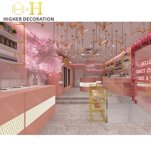 Comptoir de présentation de pâtisseries rose esthétique Millennial, finition mate rose blush, mobilier de boulangerie - Product Image 3