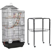 Vente directe d'usine en stock Cage à oiseaux canaris avec support Perchoir Mangeoire de reproduction Cage à oiseaux de compagnie perroquet