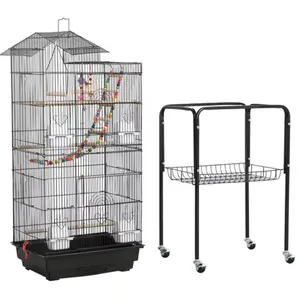 Wholesale diy bird feeder cage-Factory Directly Sale in Stock Canary Bird Cage with Stand Perched Breeding Feeder Parrot Pet Bird Cages