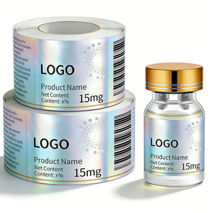 Водонепроницаемые этикетки для пептидных флаконов с индивидуальным логотипом, 1 мл, 3 мл, 10 мл, виниловые, нестандартной формы, голографическая упаковка для одного флакона - Product Image 2