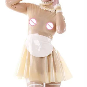 100% латексное платье Резиновая женская сексуальная ночная рубашка вечернее платье маскарадный фетиш