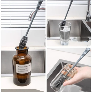 Brosse à tasses en silicone, nettoyeur de verres, outil de nettoyage de cuisine, brosse à long manche pour verres à vin, bouteilles et tasses en verre - Product Image 4
