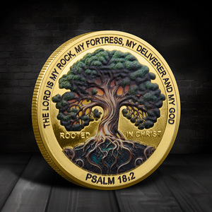 Pièce commémorative en métal avec impression couleur en relief 3D, motif Arbre de la Richesse Sauveur, œuvre d'art métallique - Product Image 4