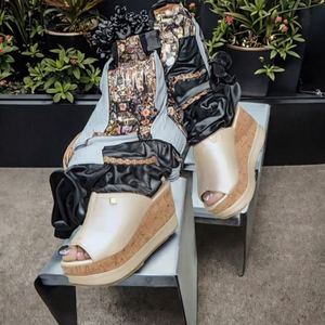 Sandales compensées à bout ouvert pour femmes, nouvelle collection été, style rétro, plateforme, grande taille, semelle épaisse - Product Image 3