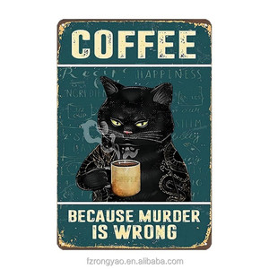 Letrero Decorativo de Metal <span class=keywords><strong>con</strong></span> Diseño de Gato Negro, Divertido Regalo para Baño, Cocina u Oficina, Estilo Vintage - Product Image 6